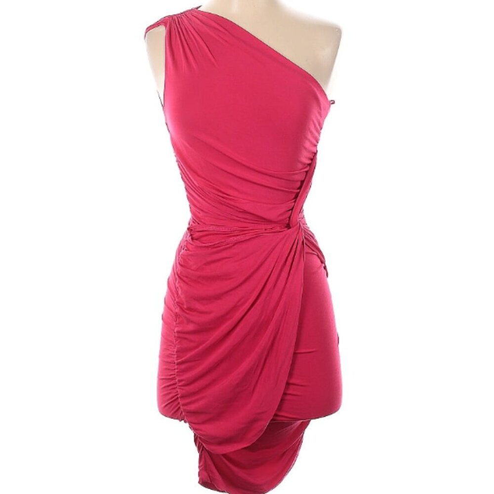 Pink Sarong Style Dress / One Shoulder Dress